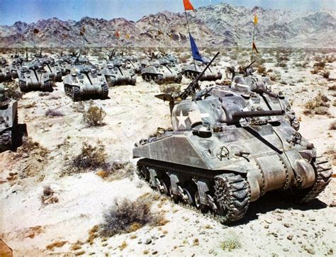M4 Sherman Tanks In Manoeuvres In The American Desert American Tank