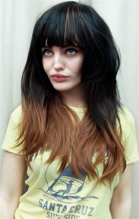 Brown Long Straight Wig With Bangs Autumn Ombre By Lush Wigs Uk