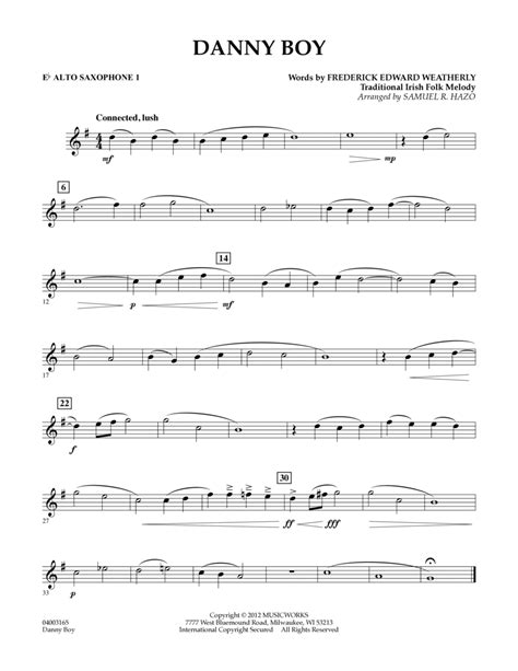 Danny Boy Eb Alto Saxophone 1 By Samuel R Hazo Concert Band