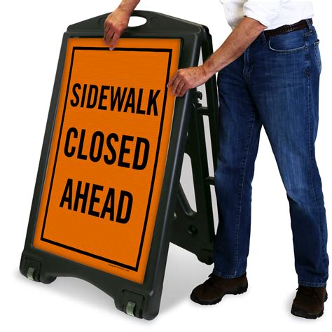 Sidewalk Closed Ahead Portable Sidewalk Sign Sku K Roll 1073