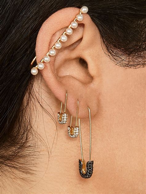 Charmian K Gold Vermeil Safety Pin Earrings With Images Ear Cuff