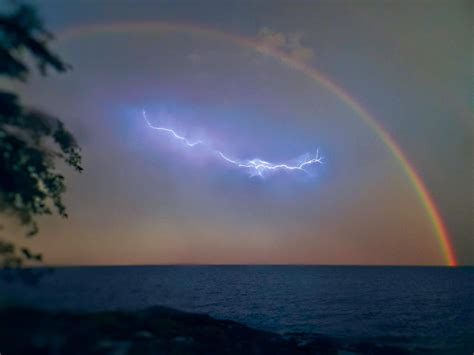 Rainbow Lightning Amazing Nature Enjoy Summer Natural Wonders