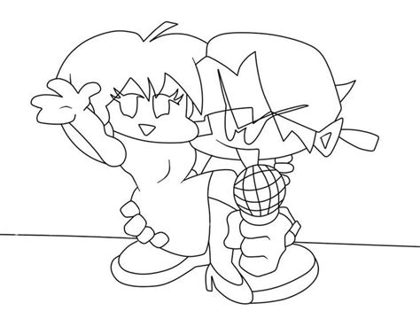 Happy Boyfriend And Girlfriend In Fnf Coloring Page In 2022 Coloring
