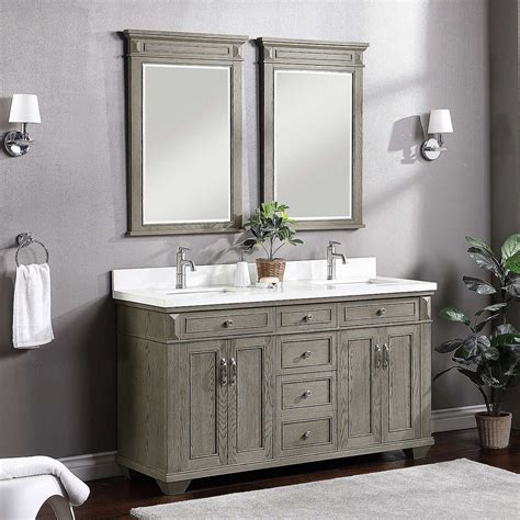 Buy grey oak bathroom vanities online at thebathoutlet � free shipping on orders over $99 � save up to 50%! Antique 60" Gray Oak Vanity by Northridge Home | 60 vanity ...