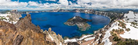 Crater Lake Panorama Crater Lake National Park Oregon Mountain