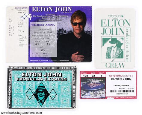 Elton John Tour Luggage Tag Backstage Pass Ticket Stubs