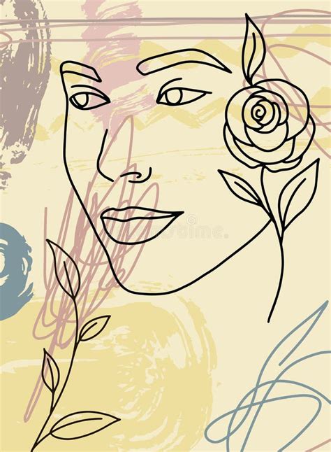 Abstract Face Line Drawing Beauty Woman Portrait Minimalistic Style 20