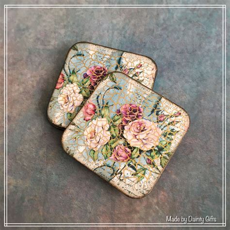 Beautiful Handcrafted Vintage Looking Coasters Decoupage Coasters