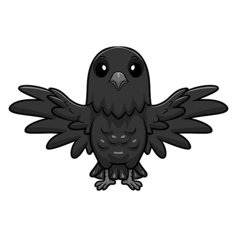 Dibujos Animados Lindo Pájaro Cuervo Volando Vector Premium