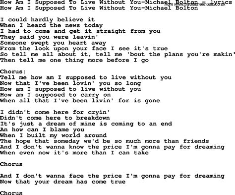 Michael Bolton How Am I Supposed To Live Lyrics Lyricswalls