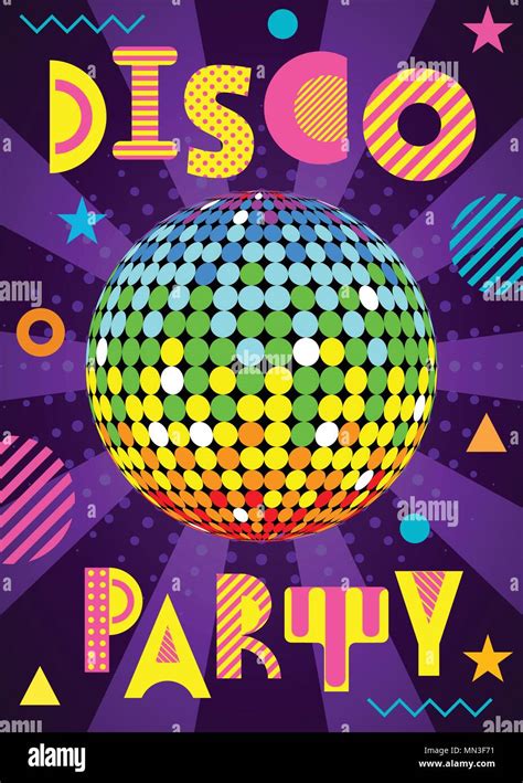 Banner For A Disco Party In The Retro Style Trendy Geometric Font In