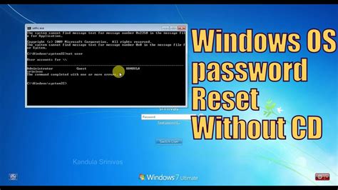 Windows Password Reset Without Cd Youtube