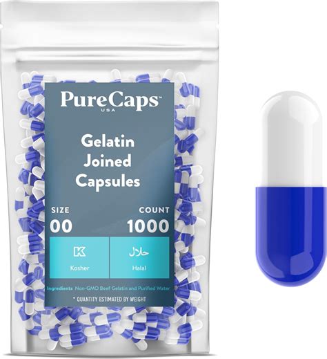 Purecapsusa Sapphire Bluewhite Fillable Empty Gelatin Capsules Size