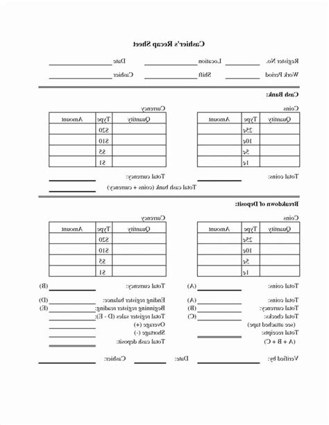 Free Printable Cash Drawer Count Sheet