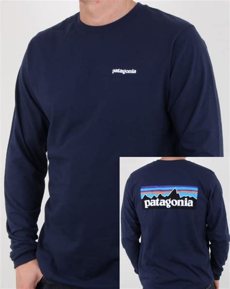 Patagonia P 6 Logo Ls Responsibili Tee Classic Navy Mens Tee Crew