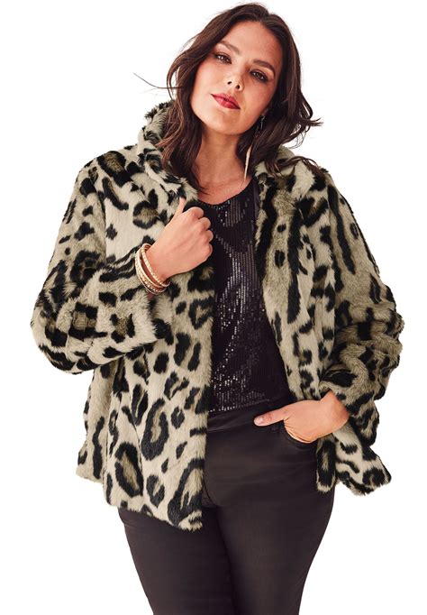 Short Leopard Faux Fur Coat By Donna Salyers Fabulous Furs Fullbeauty Outlet