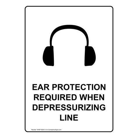 Portrait Ear Protection Required Sign With Symbol Nhep 36246