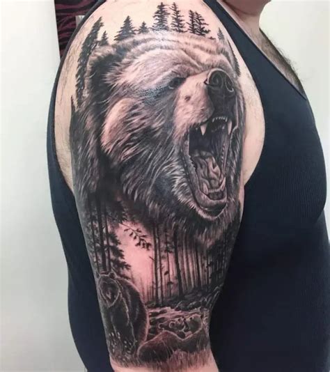 12 Cool Roaring Bear Tattoo Designs Petpress Bear Tattoos Bear