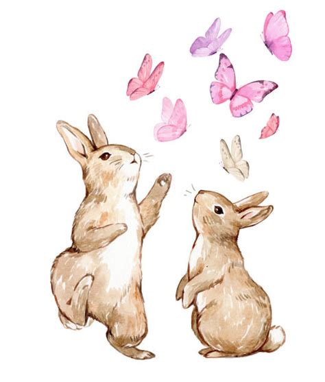 4400 Baby Bunny Watercolor Illustrations Royalty Free Vector