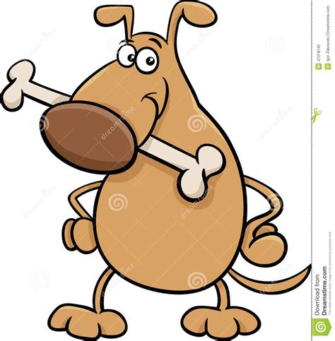 Dog With Bone Cartoon Illustration Stock Vector