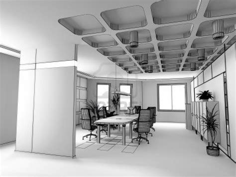 The Modern Office Interior Design Sketch 3d Render Stock Photo Office