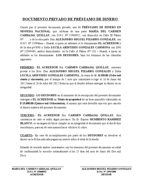 Documento Privado De PrÉstamo De Dinero Rodriguez