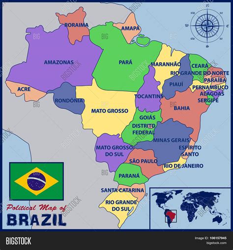 Brazil Political Map Eps Illustrator Map Vector World Vrogue Co