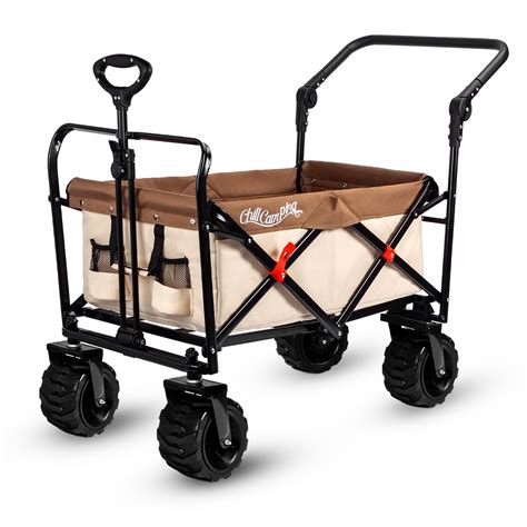 Push And Pull Beach Wagon With Big Wide Rubber Wheels All Terrain