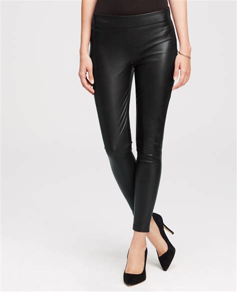 ann taylor faux leather leggings in black lyst