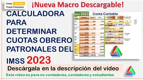 Macro Descargable Imss 2023 Calculo Cuotas Obrero Patronales Conta