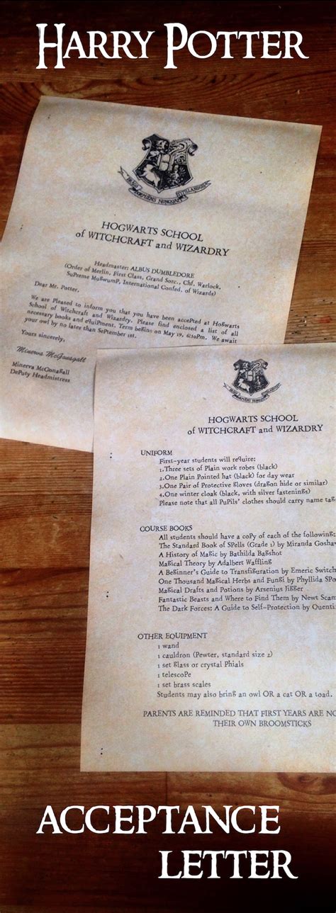 harry potter hogwarts acceptance letter paper trail design