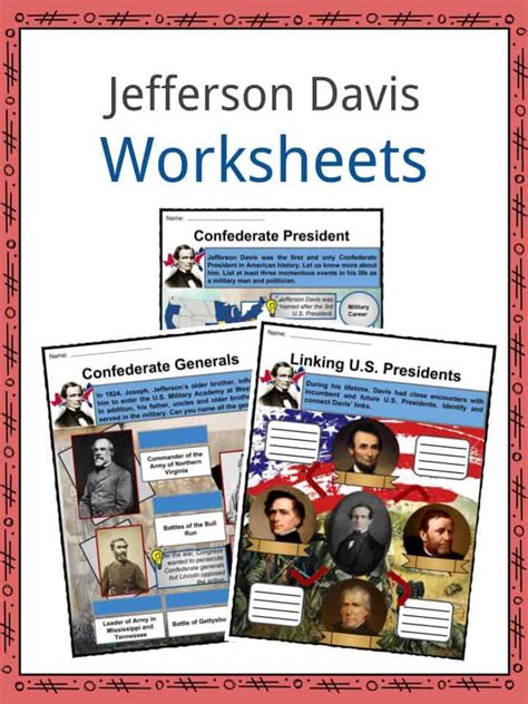 Jefferson Davis Facts Worksheets Civil War Information For Kids