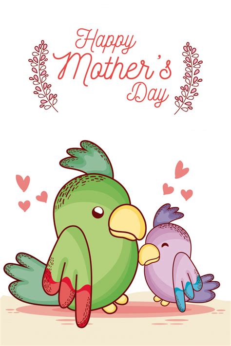 Tarjeta Del Día De Las Madres Felices Con Dibujos Animados