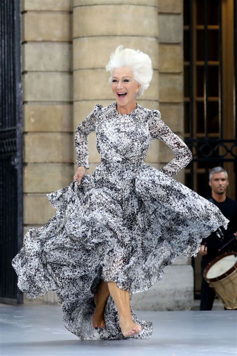 Helen Mirren Ran Barefoot Down A Runway During Paris Fashion Week—see
