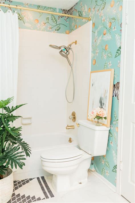 Discover the best bathroom trends 2021. Clementine Mural in 2020 | Wallpaper accent wall bathroom ...