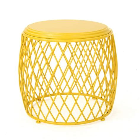 Bryony Matte Yellow Side Table 14590 The Home Depot Metal Outdoor