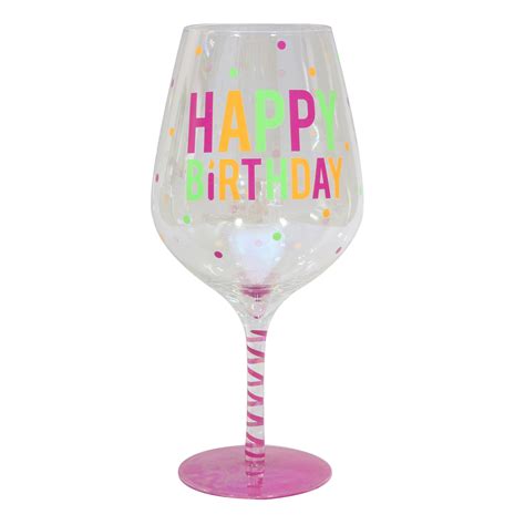 Topshelf Decorative Luster Glass Oversized Happy Birthday Wine Glass