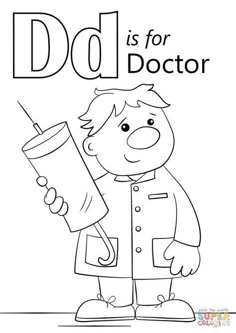 Letter D is for Doctor  Super Coloring  Abc coloring pages, Preschool