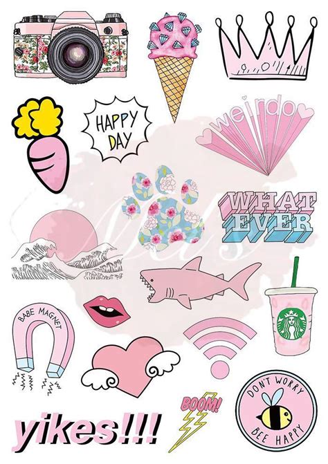 Find & download free graphic resources for sticker design. Pink Series Luggage Sticker (Type 1) • Tumblr Sticker ...