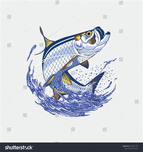 Unique Tarpon Jumping Out Vector Illustration: เวกเตอร์สต็อก (ปลอดค่า