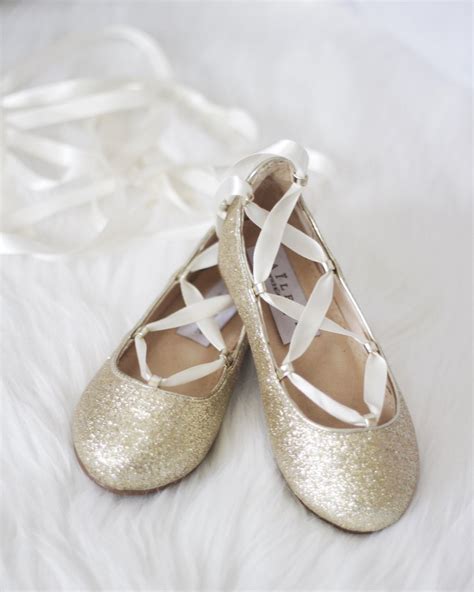 At the bar, at the party, or at your professional networking event. Infant & Toddler girl shoes -SOFT GOLD fine glitter ballerina flats wi - Kailee P. Inc.