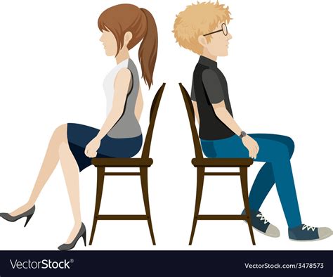 A Boy And A Girl Sitting Back To Back Royalty Free Vector
