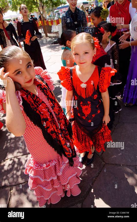 Beautiful Hispanic Latino Female Girls Children Kids Flamenco Dancers
