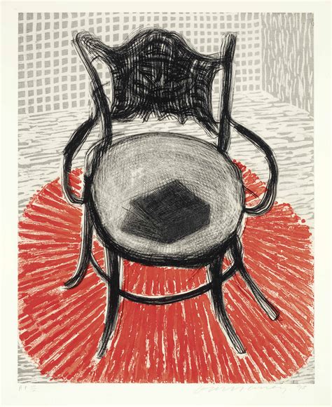 David Hockney B 1937 Chair With Book On Red Carpet Christies