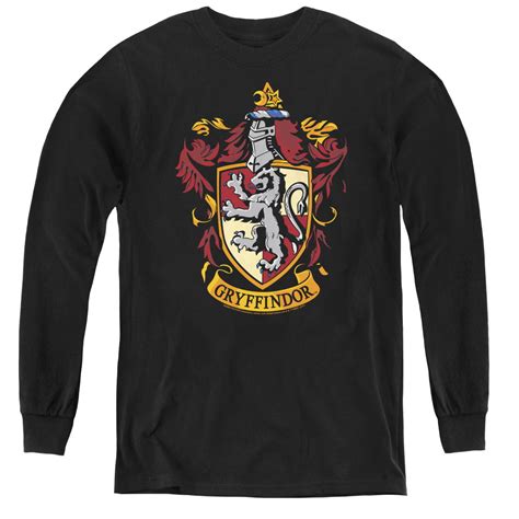 Harry Potter Gryffindor Crest Youth Long Sleeve T Shirt Black