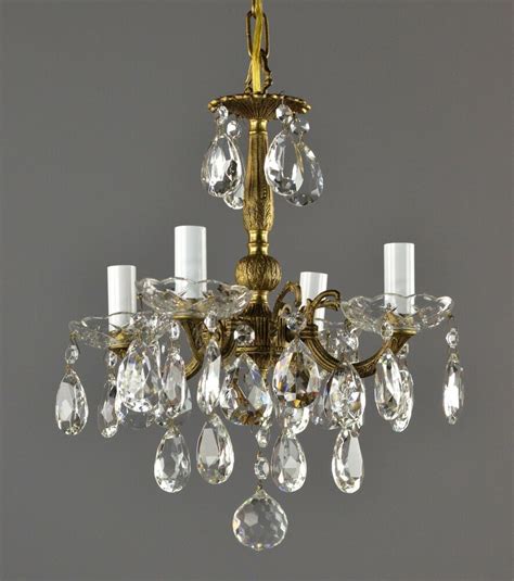 Luxury chandeliers for low ceilings decorated with lace hand cut & handmade painting. Large Spanish Brass & Crystal Chandelier c1950 Vintage ...