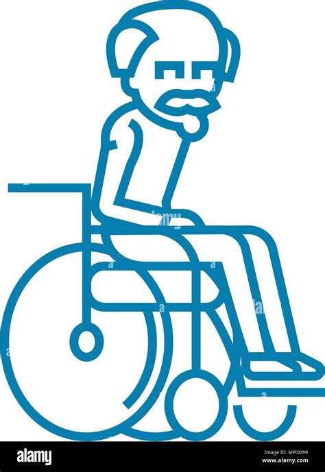 Elderly Invalid Linear Icon Concept Elderly Invalid Line Vector Sign Symbol Illustration