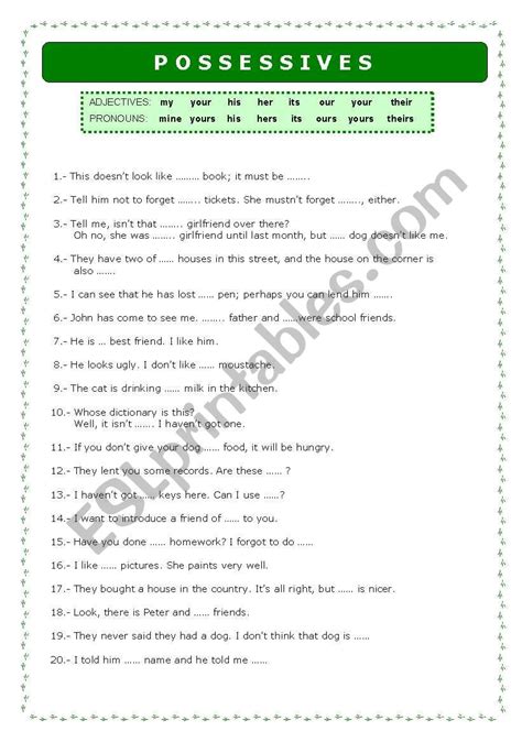 Possessive ESL Worksheet By Xcharo