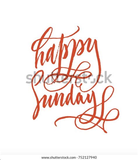 Happy Sunday Vector Calligraphy Handwriting Inscription Stock Vector