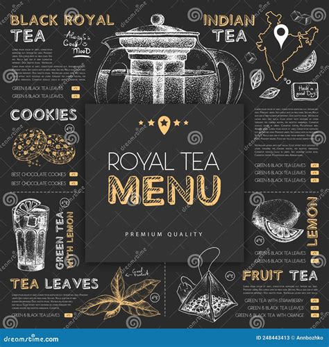 Chalk Drawing Restaurant Royal Tea Menu Design With Hand Drawing Tea